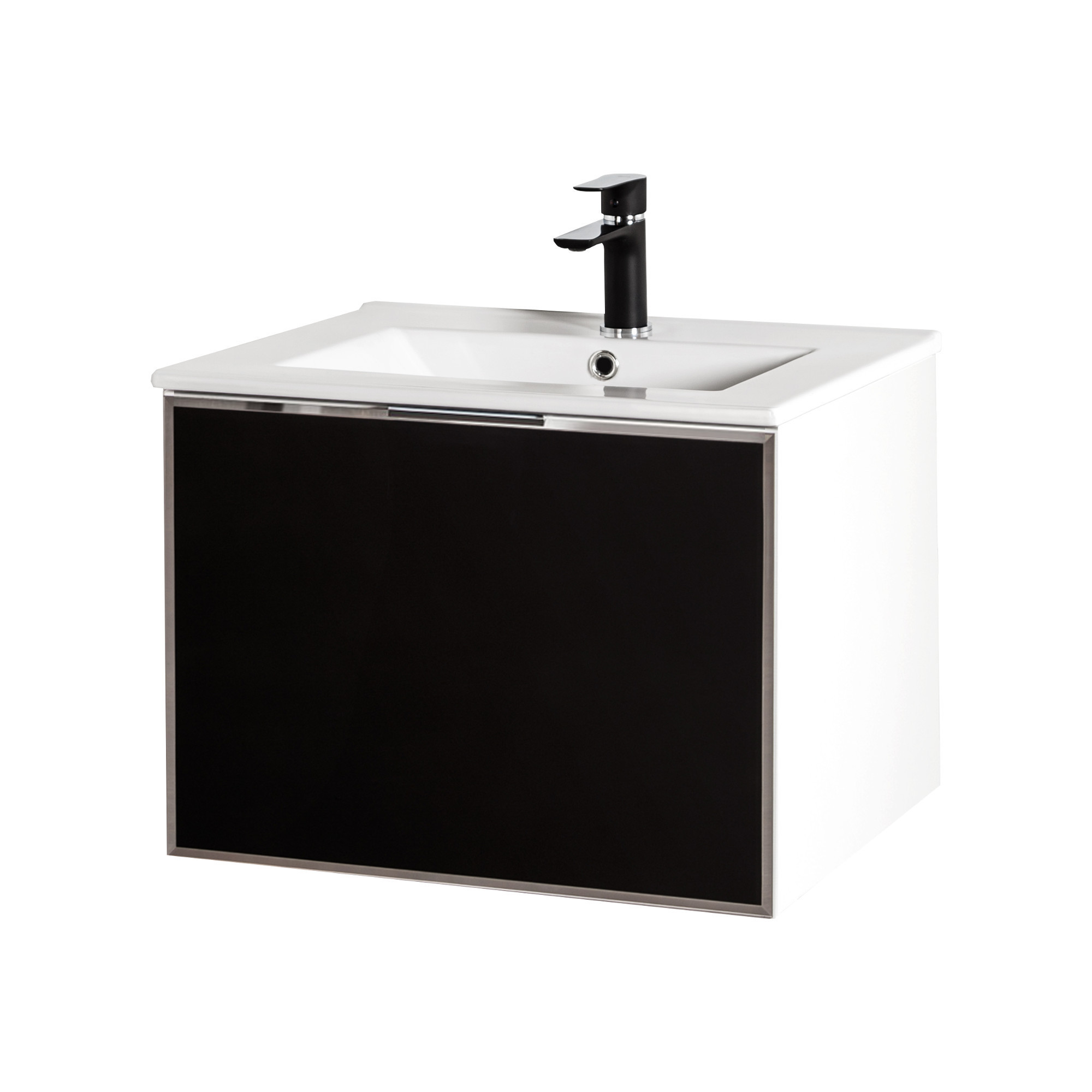 Szafka łazienkowa Sanitti Delta kolor frontu czarny 60 cm z umywalką UMW-60