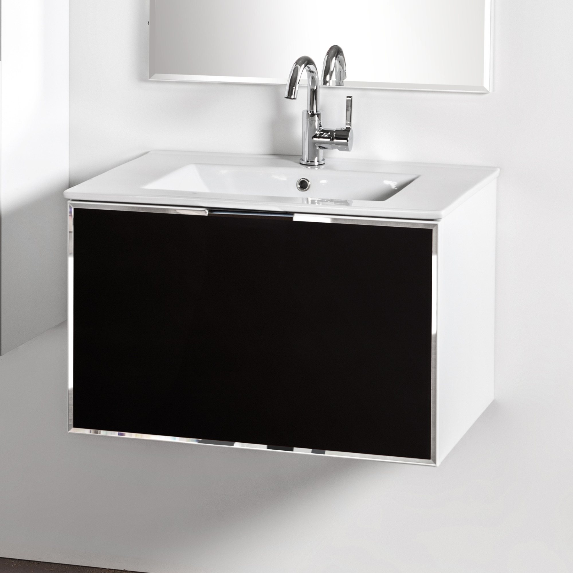 Szafka łazienkowa Sanitti Delta kolor frontu czarny 70 cm z umywalką UMW-70